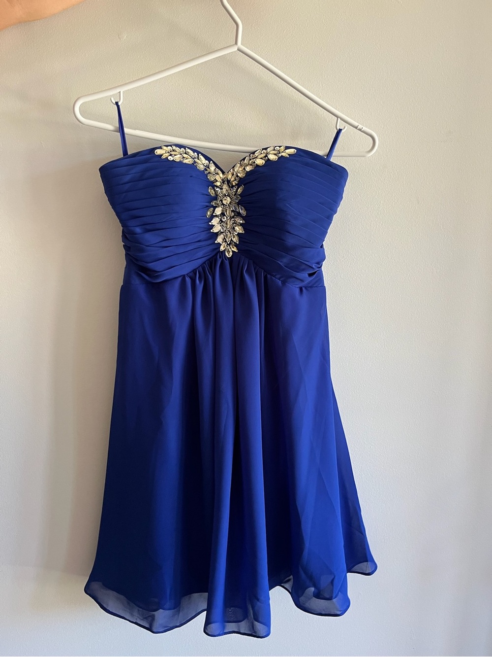 Royal Blue Beaded Sweetheart Strapless Dress